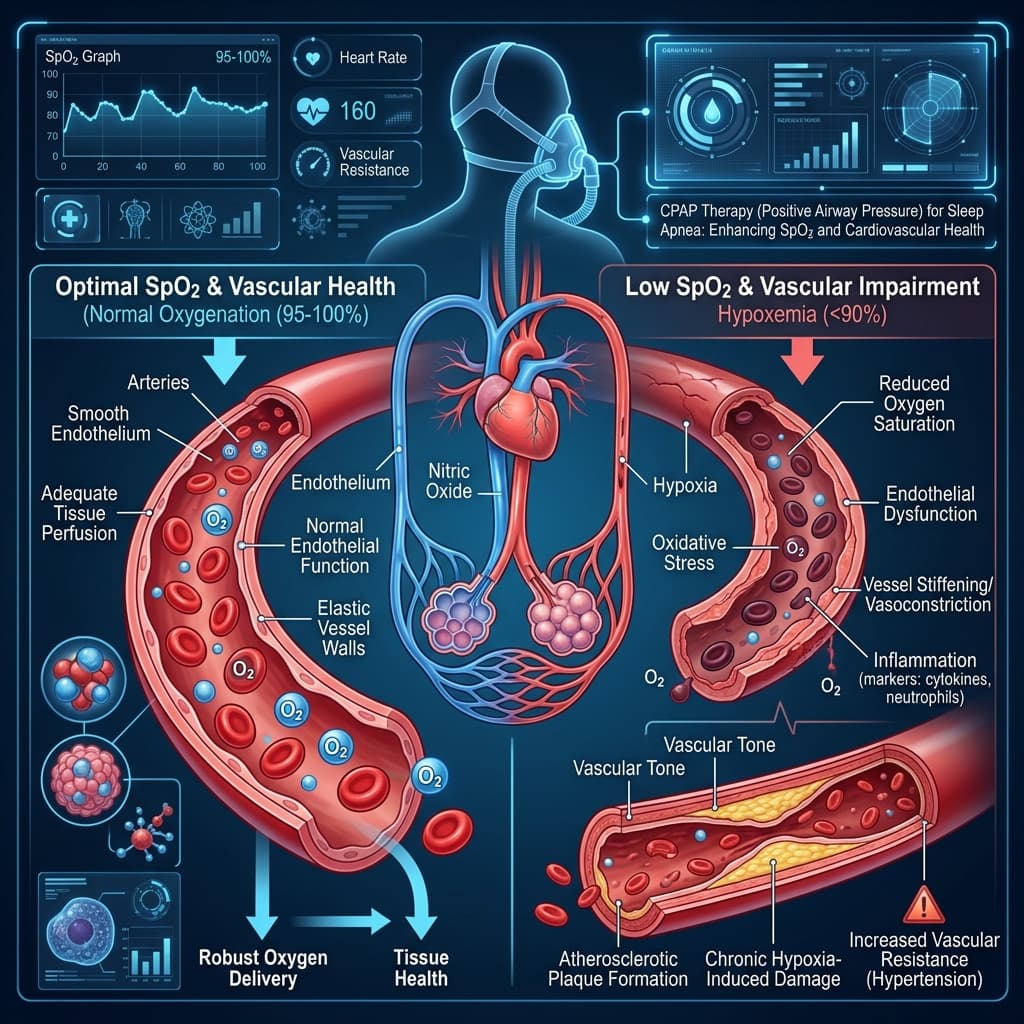 Esquema clínico de vascularización y oxígeno