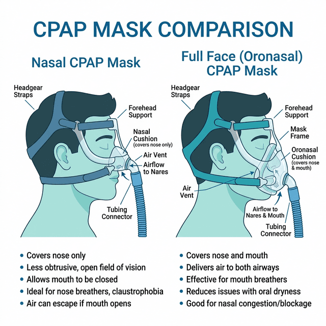 Mascarilla CPAP Nasal vs Oronasal: Cómo elegir según tu forma de dormir