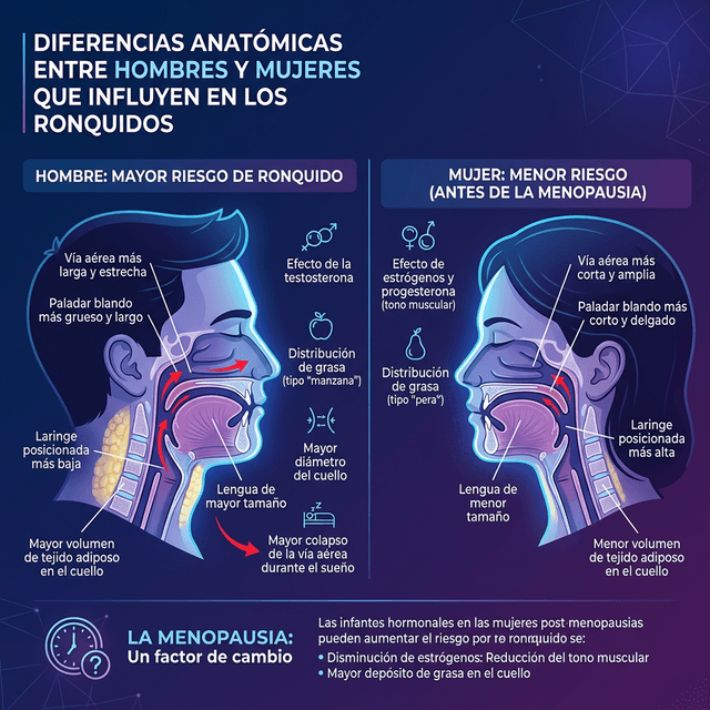 ¿Por qué roncamos? Diferencias anatómicas entre hombres y mujeres